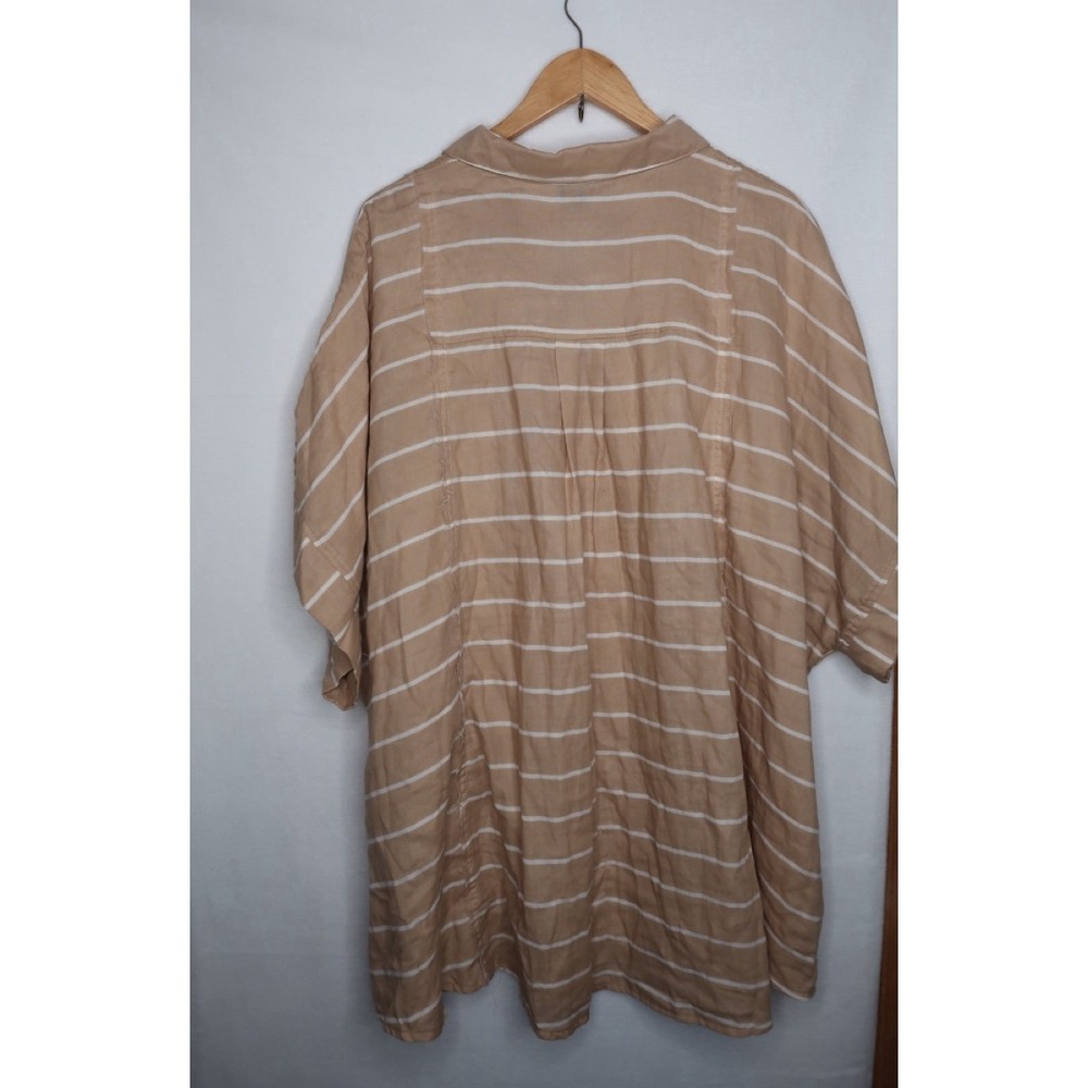 Torrid Striped Dolman Button Up Shirt Tan White Gauze Relaxed Women's 4 NWT - Picture 11 of 11